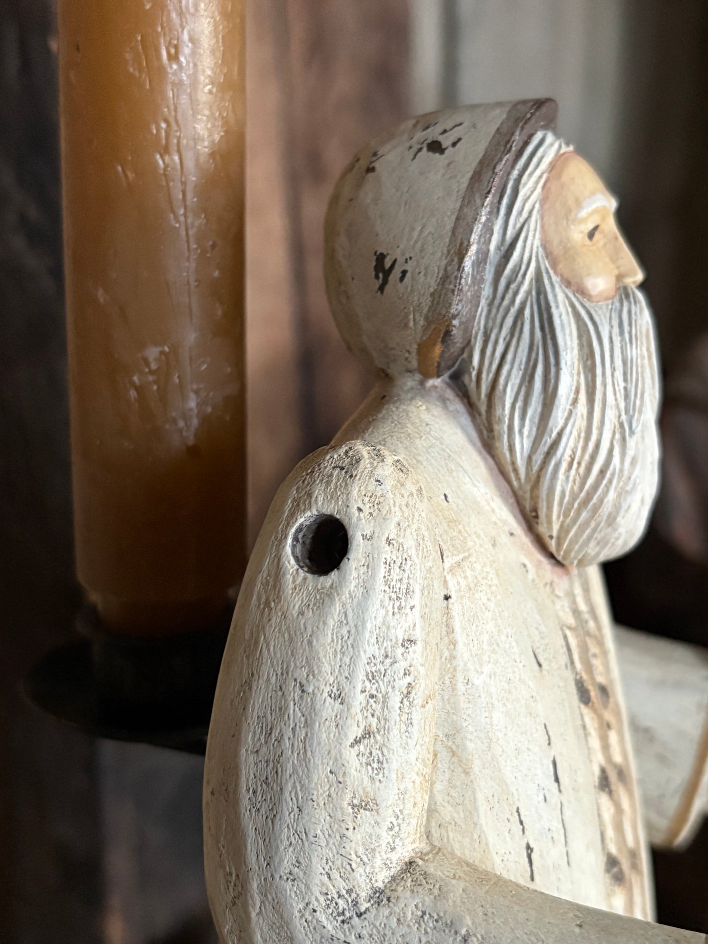 Handmade kerstman kandelaar