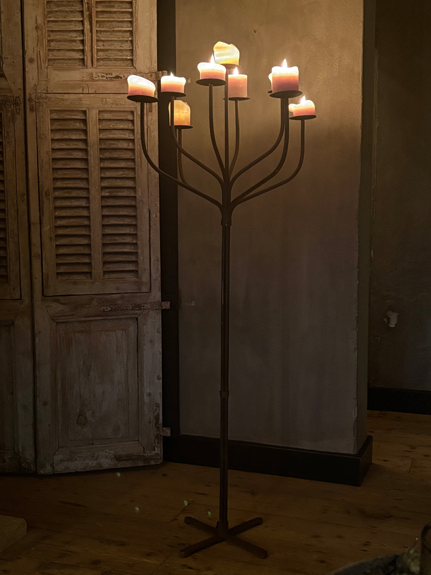 Handmade kandelaar voor 9 kaarsen