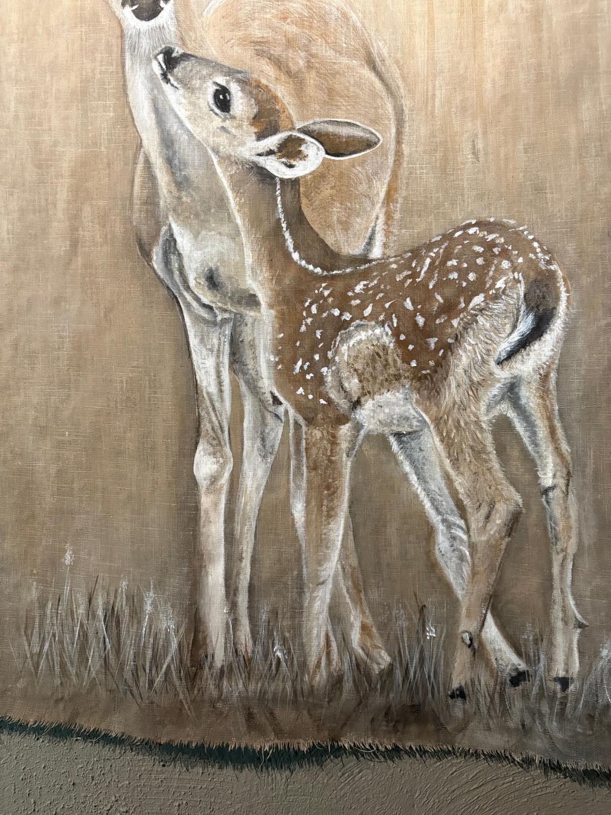 Handgemaakt wandkleed hert 66 x 100cm