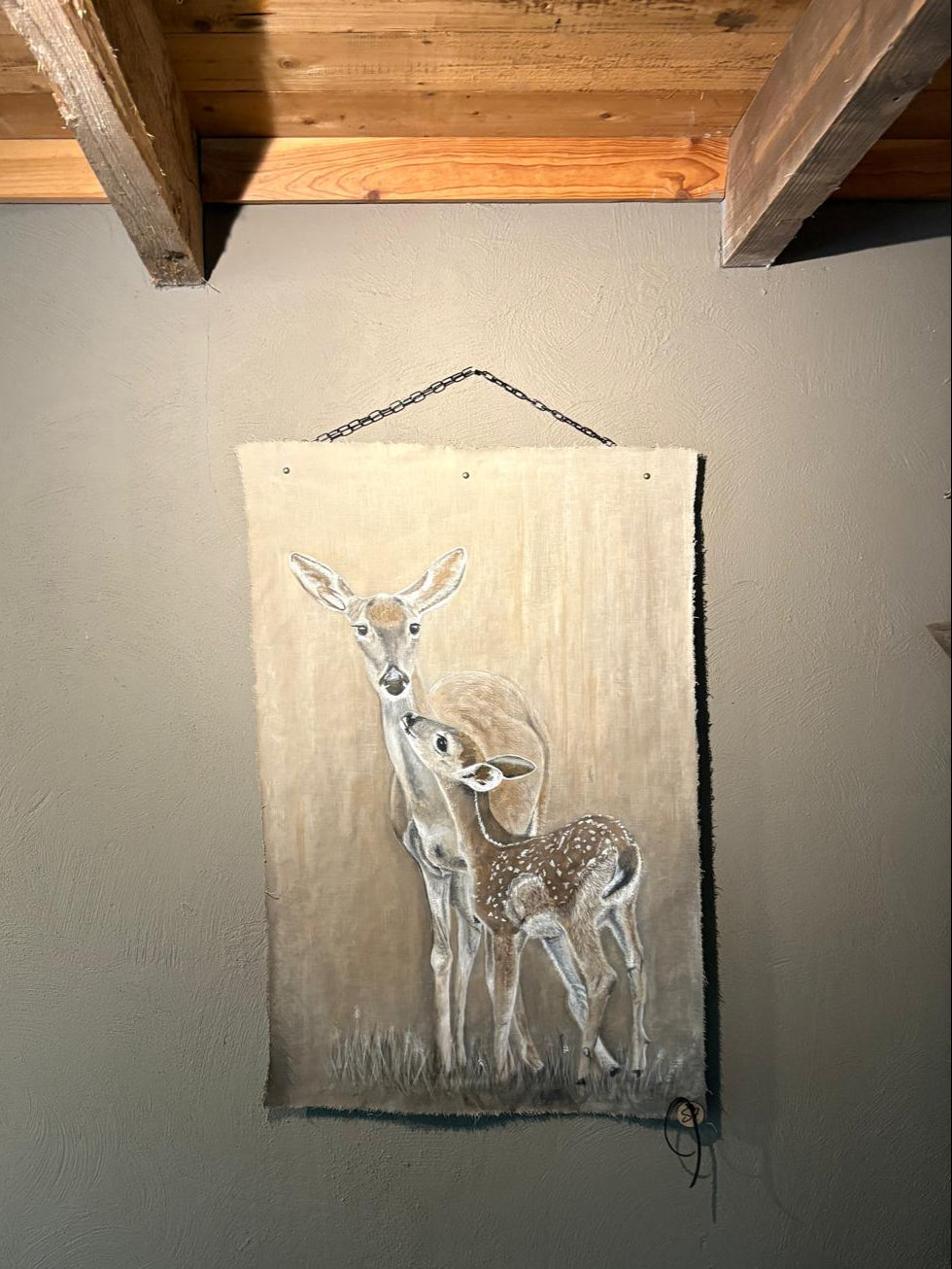 Handgemaakt wandkleed hert 66 x 100cm