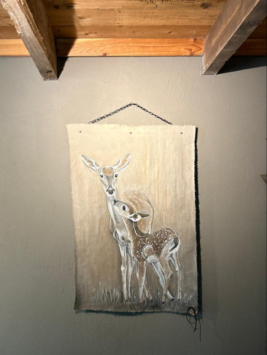 Handgemaakt wandkleed hert 66 x 100cm