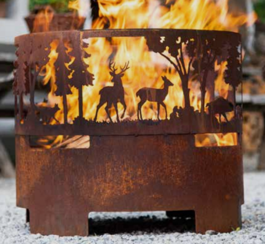Cortenstaal vuurkorf met wildmotief